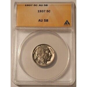 1937 Buffalo Nickel AU58 ANACS